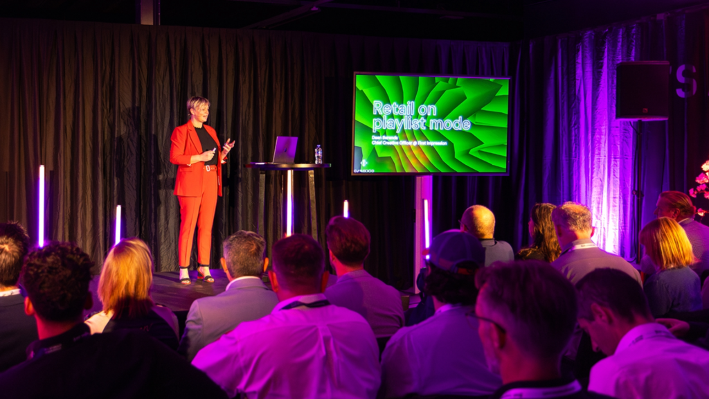 Woman presenting presentation